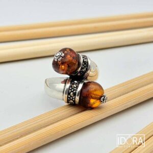 Сребърен пръстен: "Кехлибари"кехлибар,оксидация