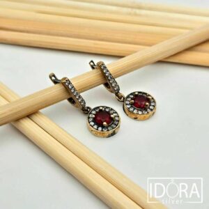 Сребърни обеци: "Румия"циркони,позлата