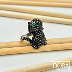 Сребърен пръстен: "Богатство"позлата, циркони, оксидация