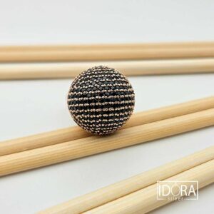 Сребърен пръстен: "Купол"позлата,черен циркон