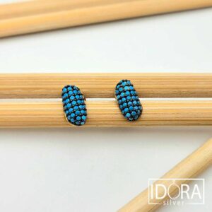 Сребърни обеци: "Точки"тюркоаз,позлата