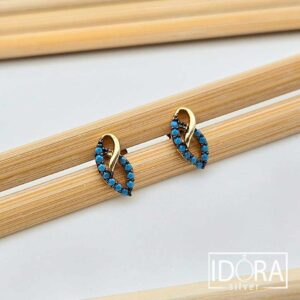 Сребърни обеци: "Крила"позлата, тюркоаз
