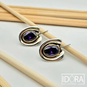 Сребърни обеци: "Елипс"позлата,оксидация