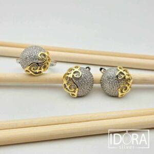 Сребърно съчетание: "Кралица"циркони,позлата