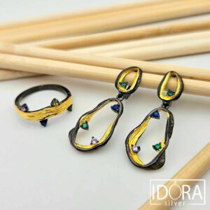 Сребърно съчетание: "Цвет"позлата,черен родий