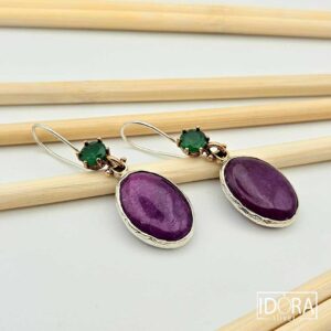 Сребърни обеци: "Пурпур"ахат