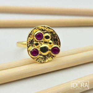 Сребърен пръстен: "Аурелия"рубин, позлата