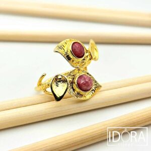 Сребърен пръстен: "Авелин"позлата, корунд рубин