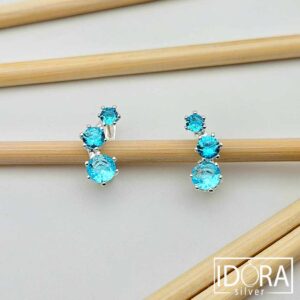 Сребърни обеци: "Роса"циркони