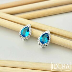 Сребърни обеци: "Дъжд"циркони