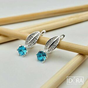 Сребърни обеци: "Синева"циркони