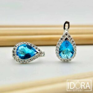 Сребърни обеци: "Дъжд"циркони