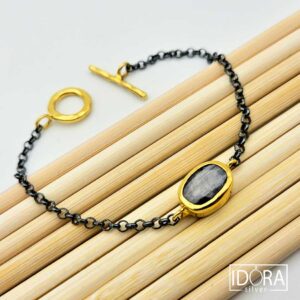 Сребърна гривна: "Кадифе"позлата,черен родий