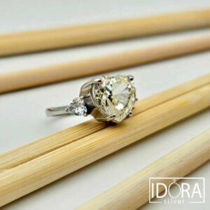 Сребърен пръстен: "Трите сърца"циркони, сърце