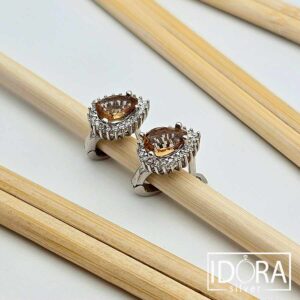 Сребърни обеци: "Залез"султанит,циркони