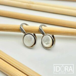 Сребърни обеци: "Нелия"бял седеф