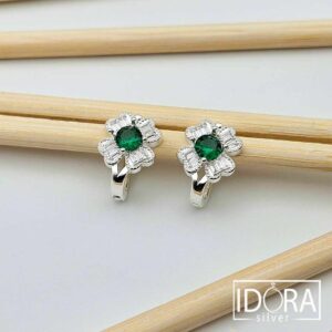 Сребърни обеци: "Детелини"III, циркони