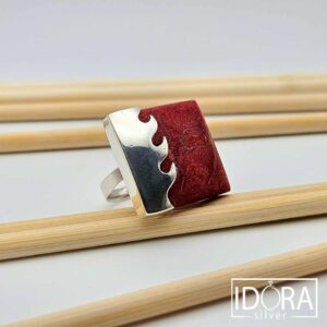 Сребърен пръстен: "Вълни"III корал