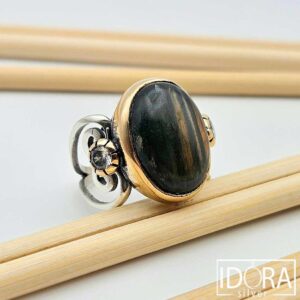 Сребърен пръстен: "Небе и звезди"лабрадорит,позлата