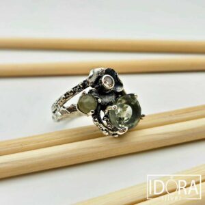 Сребърен пръстен: "Еделин"аметист,оксидация,цитрин