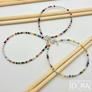 Сребърна гривна: "Палитра"мъниста